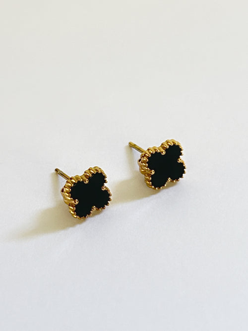 Aretes Trebol Negro Mujer