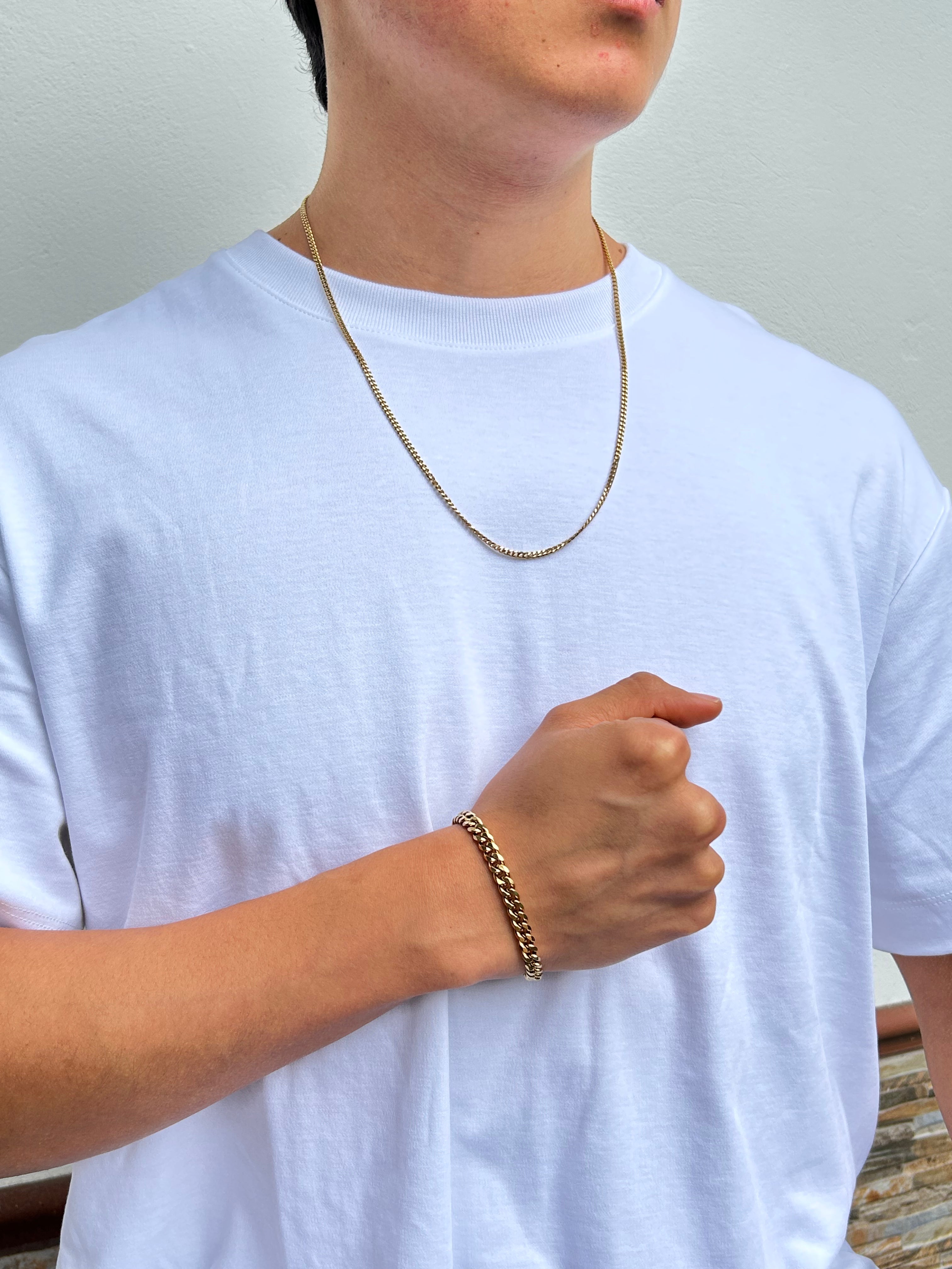 Combo Cadena Cubana + Pulsera Cubana Hombre