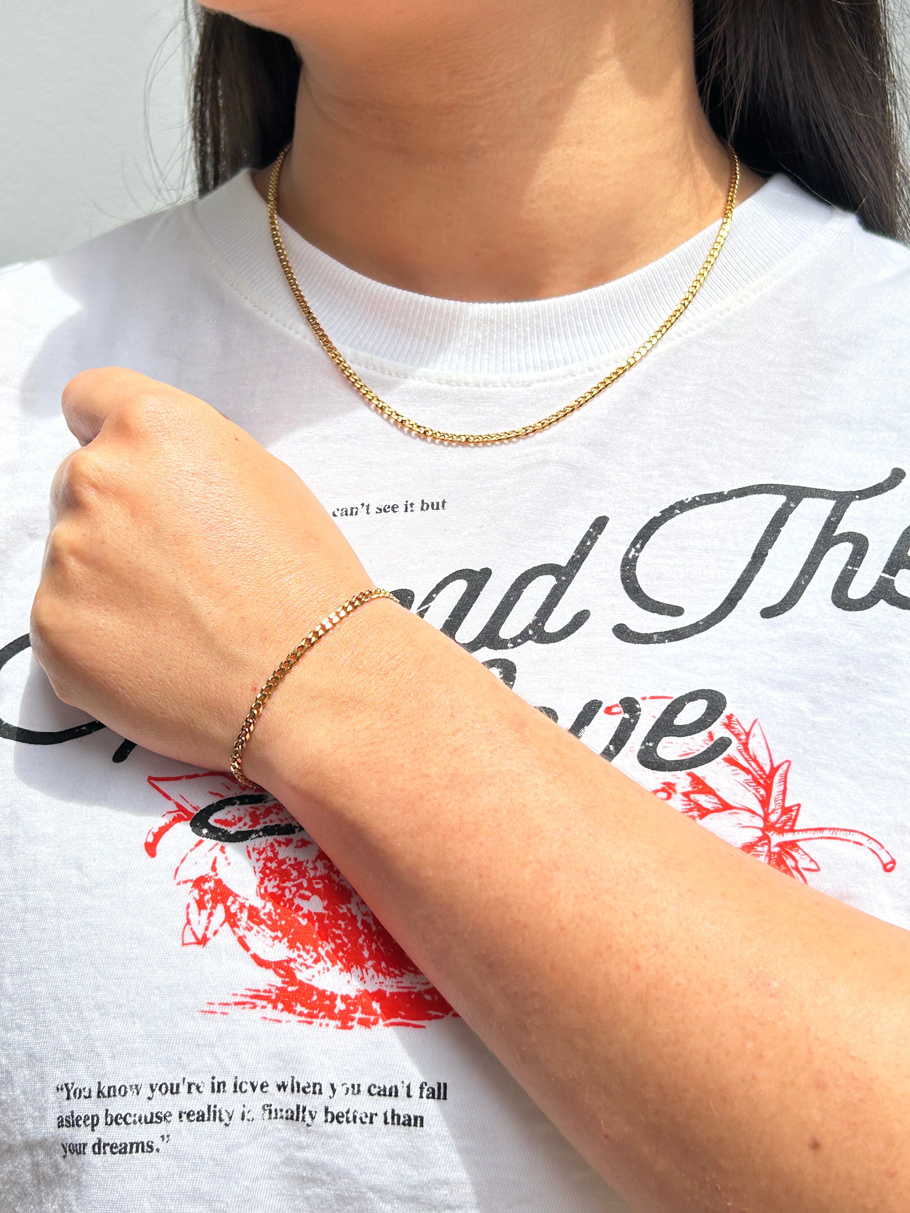 Combo Cadena Cubana + Pulsera Cubana Mujer